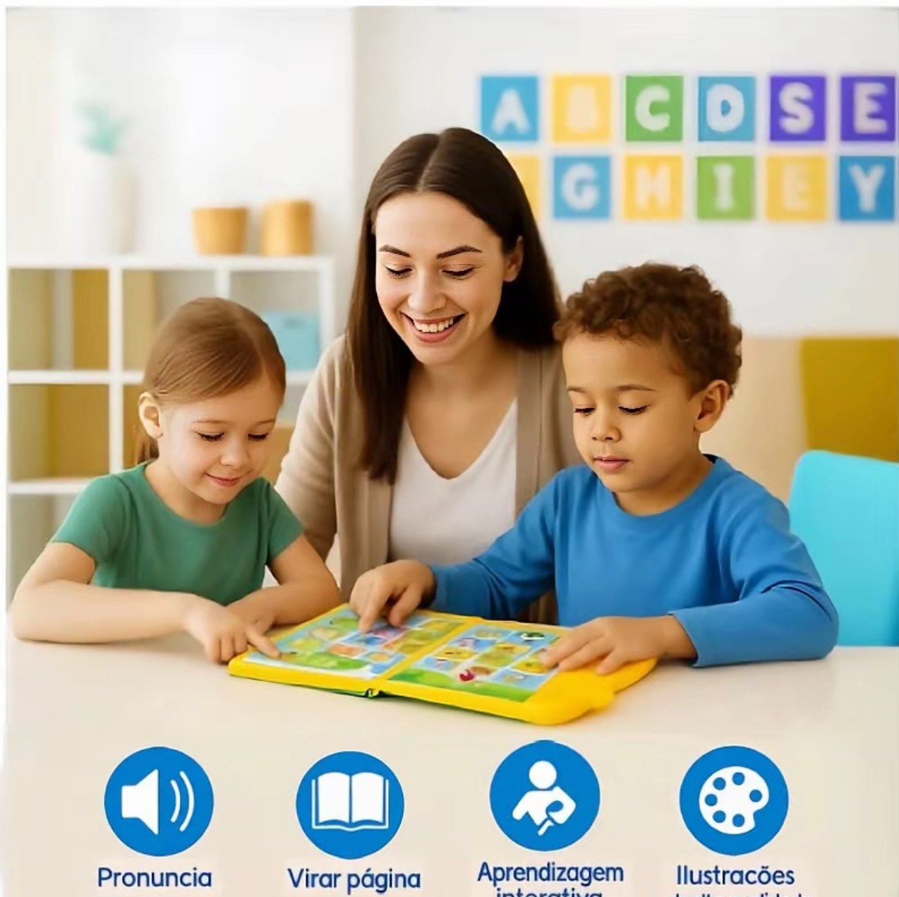 Família utilizando o Meu E-Livro